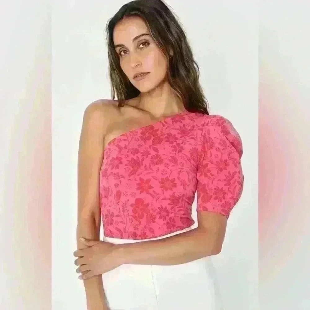 Somethin Bout You Hot Pink Floral One-Shoulder Bodysuit